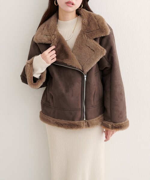 ヤフージャケットXL 茶　リアルムートン　リアルファー ヤフージャケットXL 茶 リアルムートン リアルファー リアルファー