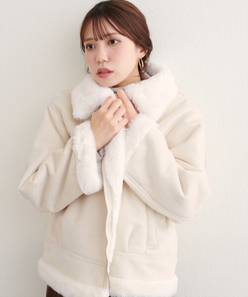 natural couture ブルゾン アウター フェイクファームートンブルゾン