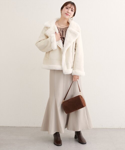 natural couture ブルゾン アウター フェイクファームートンブルゾン