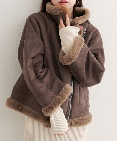 natural couture ブルゾン アウター フェイクファームートンブルゾン