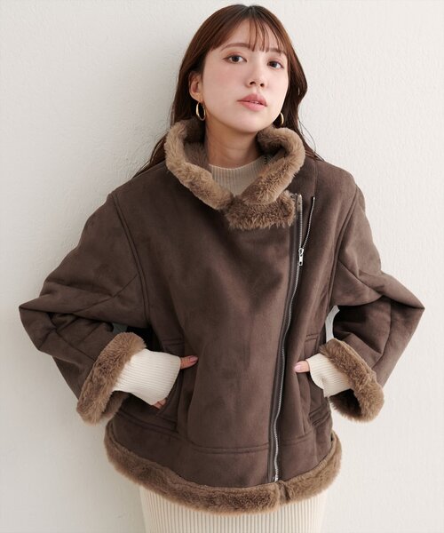 ヤフージャケットXL 茶　リアルムートン　リアルファー ムートンコート ボアジャケット メンズ 毛皮コート ライダース