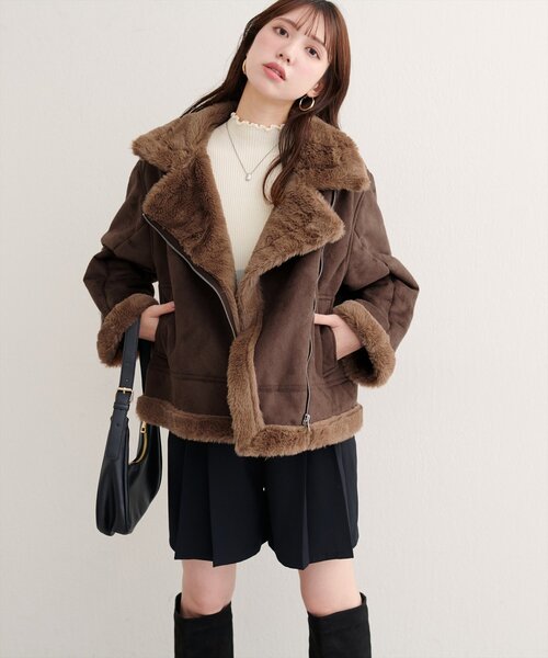 natural couture ブルゾン アウター フェイクファームートンブルゾン