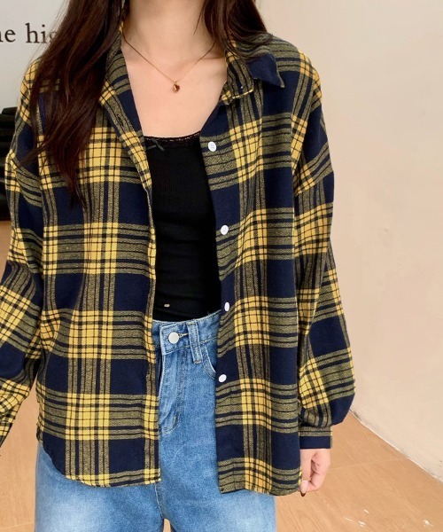 ブラウス シャツ ベーシック×チェック柄シャツ レディース : ZOZOTOWN