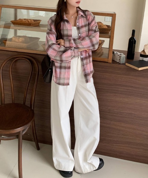 ブラウス シャツ ベーシック×チェック柄シャツ レディース : ZOZOTOWN
