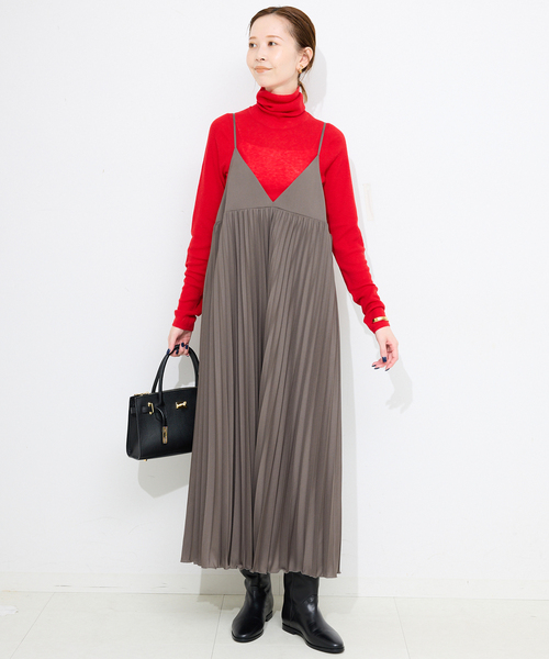 SLOBE IENA（スローブイエナ） ワンピース パウダリーサテンプリーツ