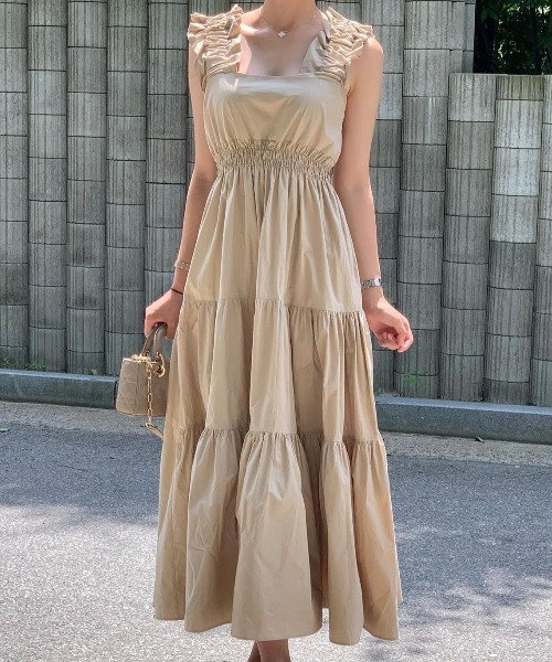 「ECLIN」 キャミソールワンピース M ホワイト レディース_画像4