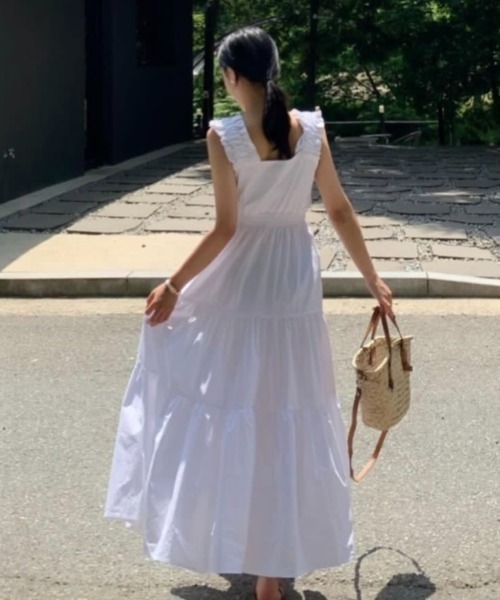 「ECLIN」 キャミソールワンピース M ホワイト レディース_画像9