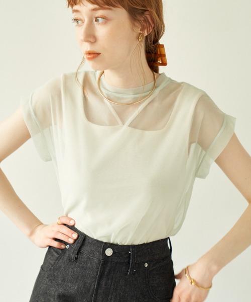 「hinari」 半袖カットソー FREE アイボリー レディース_画像2