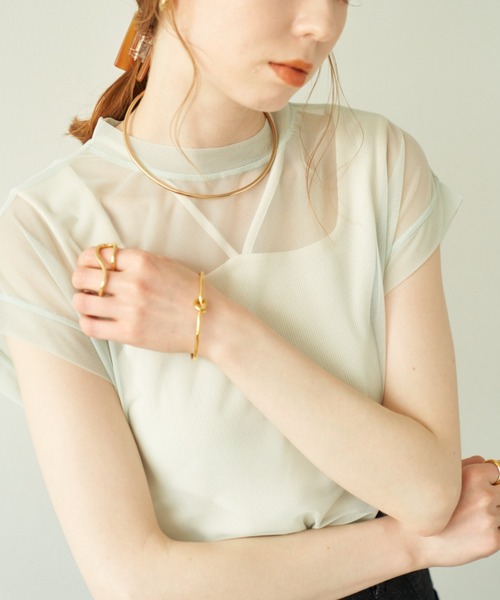 「hinari」 半袖カットソー FREE アイボリー レディース_画像3