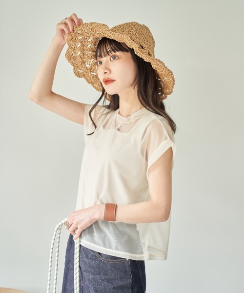 「hinari」 半袖カットソー FREE アイボリー レディース_画像8