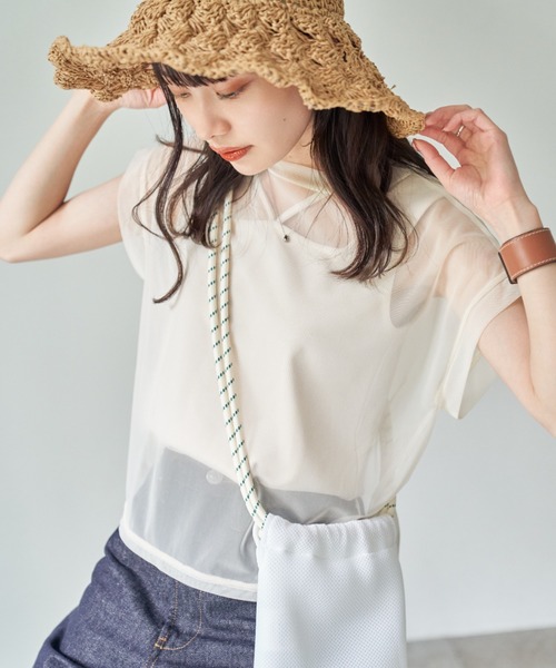 「hinari」 半袖カットソー FREE アイボリー レディース_画像9