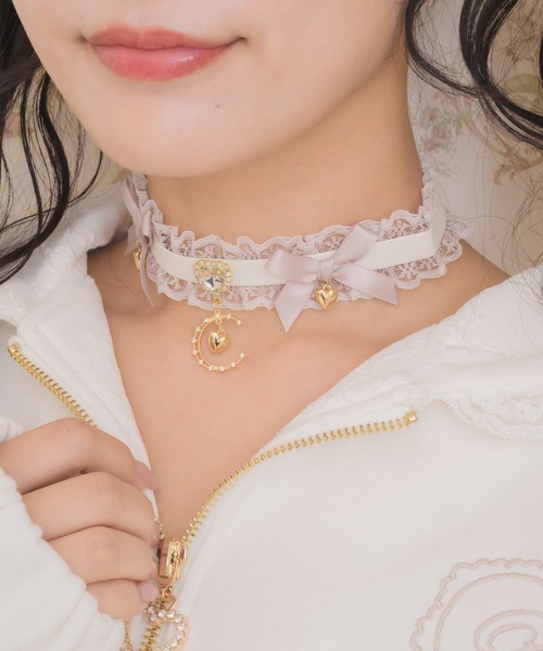 ROJITA（ロジータ） チョーカー ダブルリボンムーンチャームチョーカー