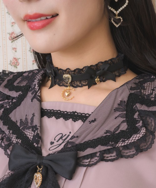 ROJITA（ロジータ） チョーカー ダブルリボンムーンチャームチョーカー