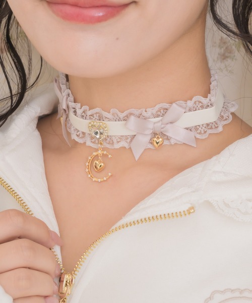 ROJITA（ロジータ） チョーカー ダブルリボンムーンチャームチョーカー