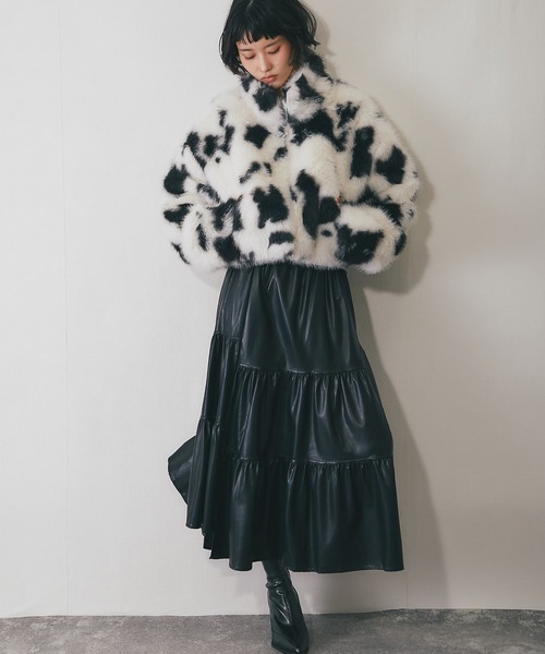 スカート ソフトレザー風ティアードスカート : ZOZOTOWN Yahoo!店