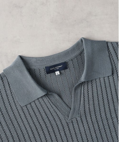 「BACK NUMBER」 半袖ニット L ターコイズブルー メンズ_画像6
