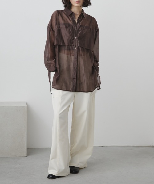 「Aunt Marie's」 長袖シャツ FREE キャメル レディース_画像2