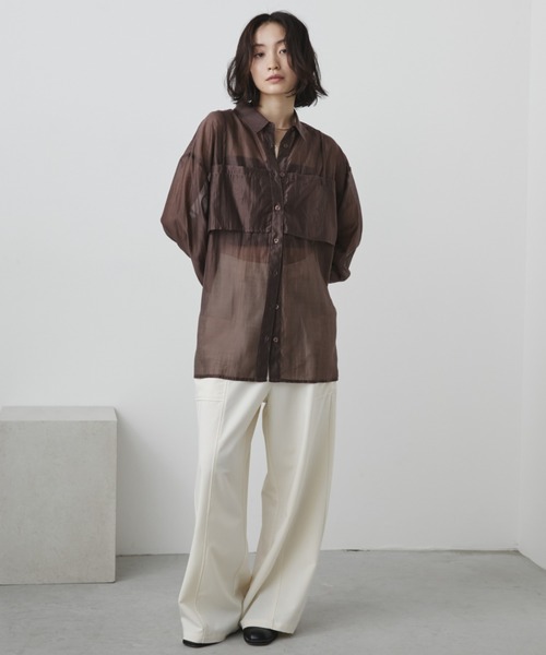 「Aunt Marie's」 長袖シャツ FREE キャメル レディース_画像3