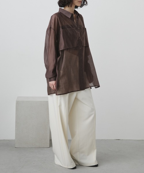 「Aunt Marie's」 長袖シャツ FREE キャメル レディース_画像6