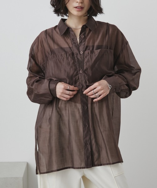 「Aunt Marie's」 長袖シャツ FREE キャメル レディース_画像7