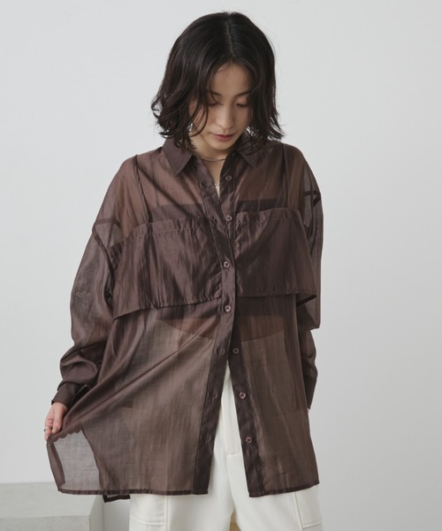 「Aunt Marie's」 長袖シャツ FREE キャメル レディース_画像8