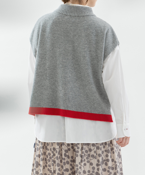 ノップドゥノッド（nop de nod）/ラムズウールボトルネックベスト nop de nod（ノップドゥノッド） ベスト ジレ ラムズウールボトル