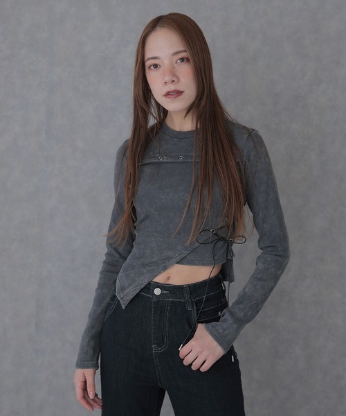 tシャツ asymmetry hem eyelet tops レディース | SUWDEE | 02