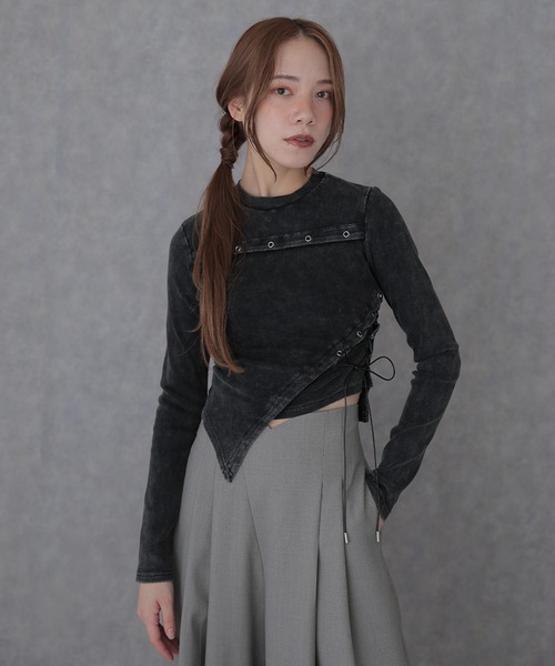 tシャツ asymmetry hem eyelet tops レディース | SUWDEE | 04