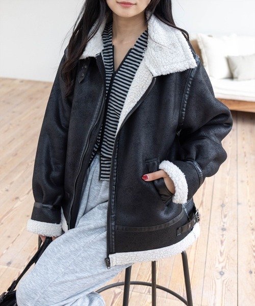 clear ムートンコート ボアコート ムートンジャケット「大人