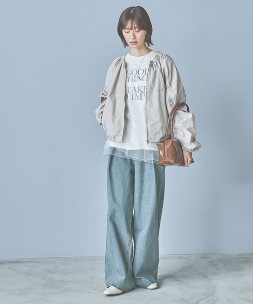 「LAKOLE」 ナイロンブルゾン MEDIUM グレイッシュベージュ レディース_画像2