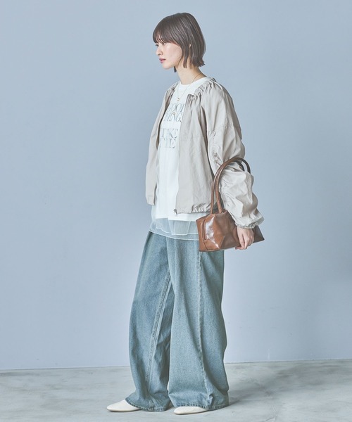 「LAKOLE」 ナイロンブルゾン MEDIUM グレイッシュベージュ レディース_画像3