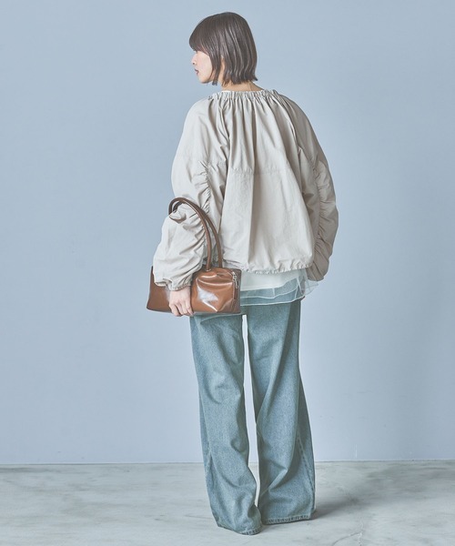 「LAKOLE」 ナイロンブルゾン MEDIUM グレイッシュベージュ レディース_画像4