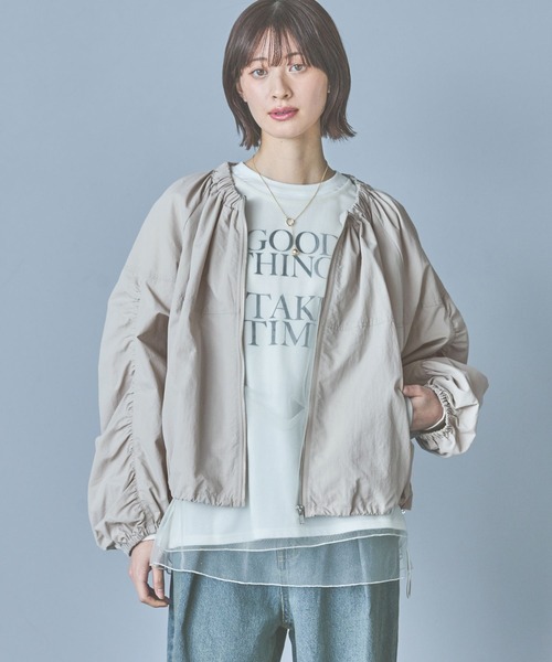 「LAKOLE」 ナイロンブルゾン MEDIUM グレイッシュベージュ レディース_画像5