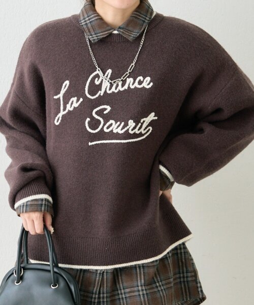 NAO（ナオ） ニット セーター 「NAO」コード刺繍ロゴプルオーバー