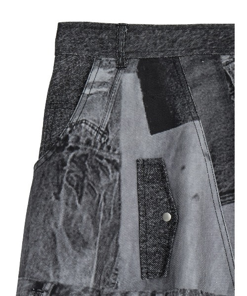 Ameri（アメリ） デニムスカート DENIM PATCHWORK PRINT SKIRT