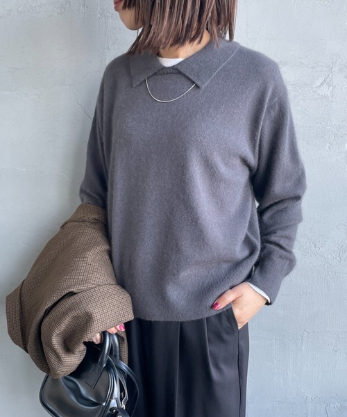 【2331】mizuiro ind   ニット   セーター　長袖　グレー 2331】mizuiro ind ニット セーター 長袖 グレー Vネック 長袖ニット