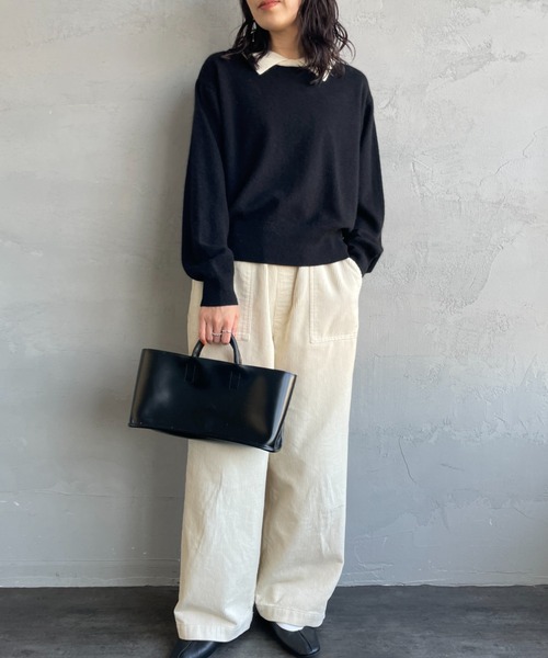 mizuiro-ind ウール混 コクーンワイド セーター ニット ブラック レディース ミズイロインド【中古】6-0118T♪ mizuiroind（ミズイロインド） ニット セーター 衿付き ハイゲージ