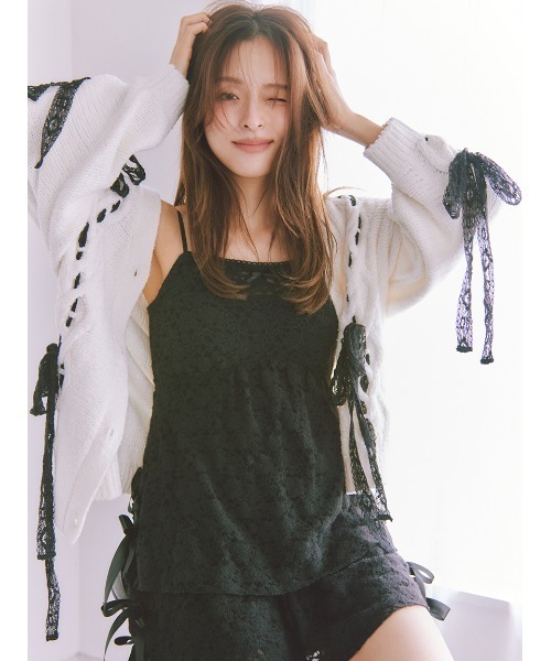 SNIDEL HOME パジャマ ルームウェア リボンカーディガン レディース