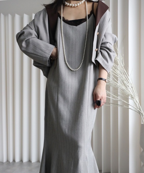 ストライプ燕尾ブラウス&amp;宝石箱のマーメイドワンピース YENNA ワンピース 「ストライプマーメイドワンピース」卒業式/入学式