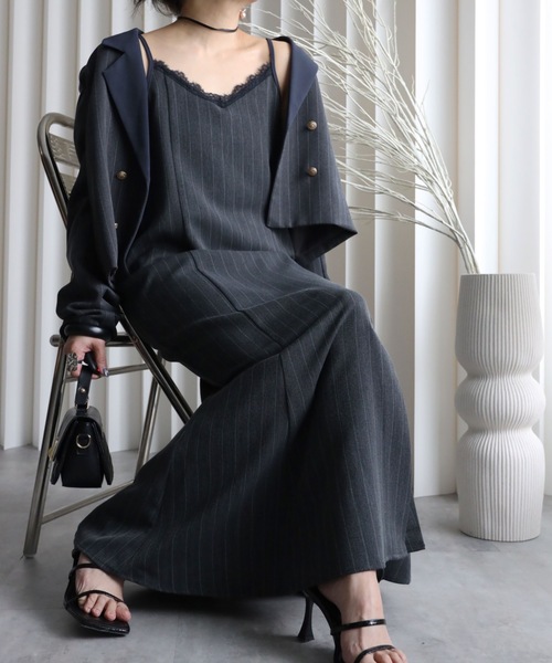ストライプ燕尾ブラウス&宝石箱のマーメイドワンピース YENNA ワンピース 「ストライプマーメイドワンピース」卒業式/入学式