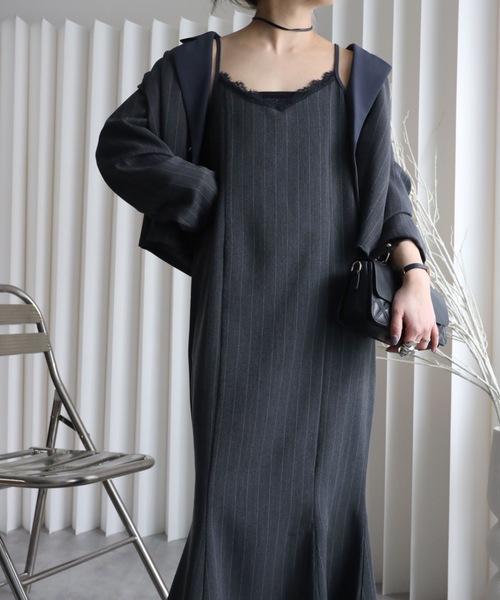 YENNA パーティードレス ワンピース 「ストライプマーメイドワンピース