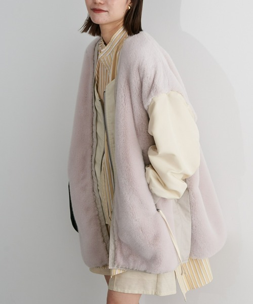 「etsinta」 ブルゾン ONE SIZE ベージュ レディース