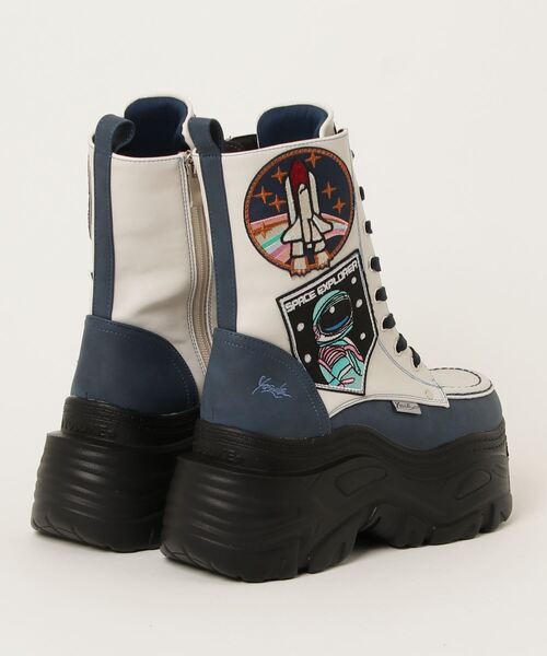 「YOSUKE」 ショートブーツ LL ブラック×グリーン レディース_画像2