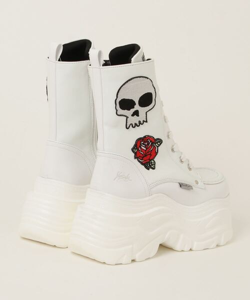 「YOSUKE」 ショートブーツ LL ブラック×グリーン レディース_画像6