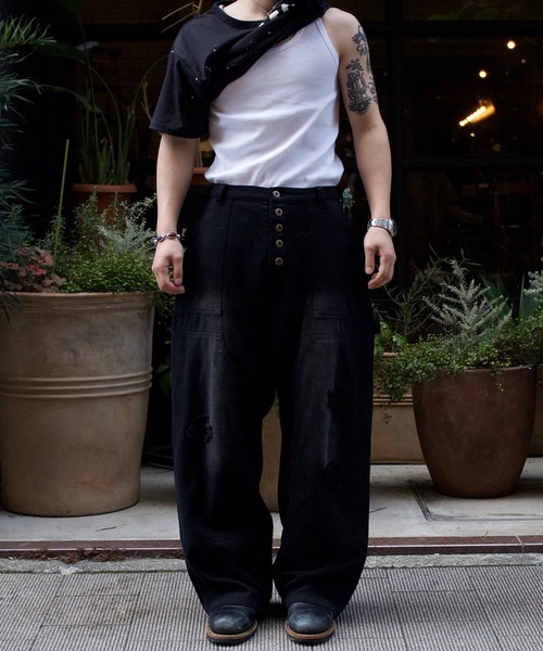 「MandO(Auntie Rosa)」 ペインターパンツ SMALL ベージュ メンズ_画像9