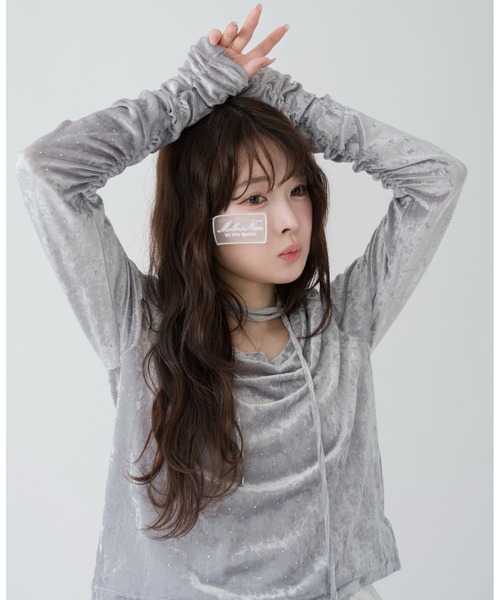 mellowneon（メロウネオン） tシャツ シアーベロアビジュートップス