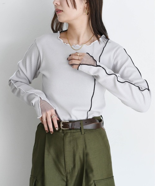 Eimee Law（エイミーロウ） tシャツ チュールカット配色メロウリブ