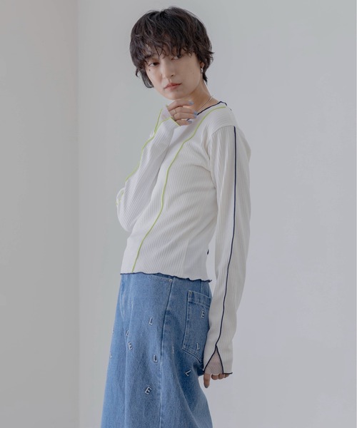 Eimee Law（エイミーロウ） tシャツ チュールカット配色メロウリブ