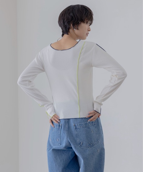 Eimee Law（エイミーロウ） tシャツ チュールカット配色メロウリブ