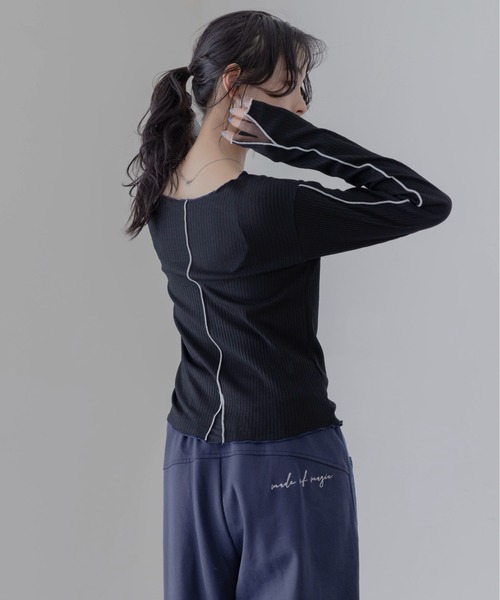 Eimee Law（エイミーロウ） tシャツ チュールカット配色メロウリブ
